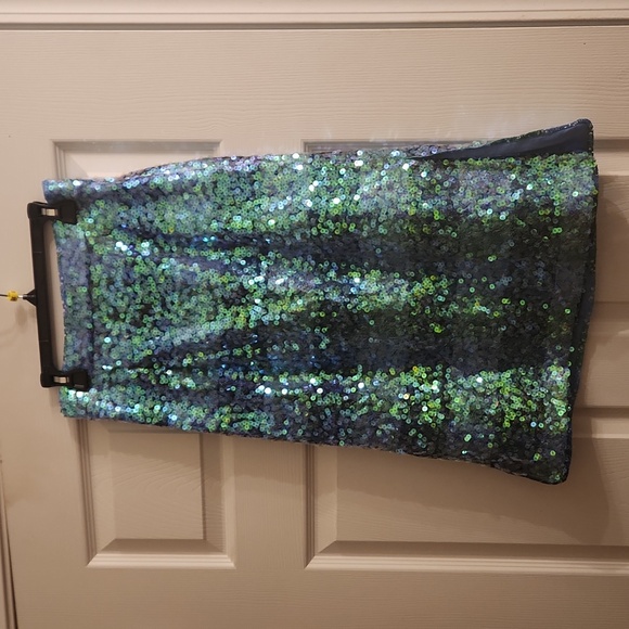 Maeve Brix Sequined Palette Straight Pencil Side Slit Skirt - Picture 3 of 6